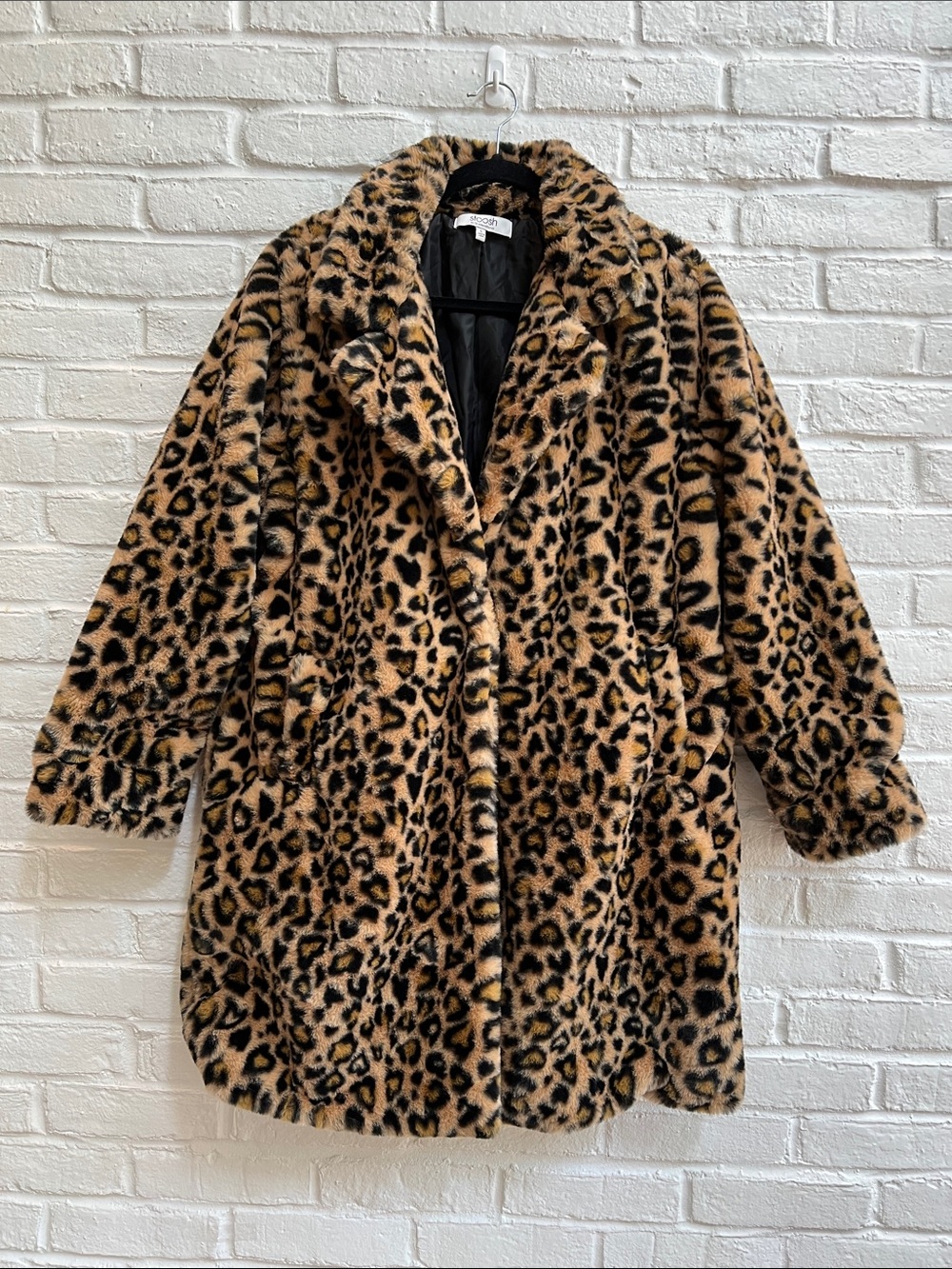 26 INTERNATIONAL Classic Leopard Teddy CarCoat Notch Collar Lined LongSleeves LG - Picture 4 of 16
